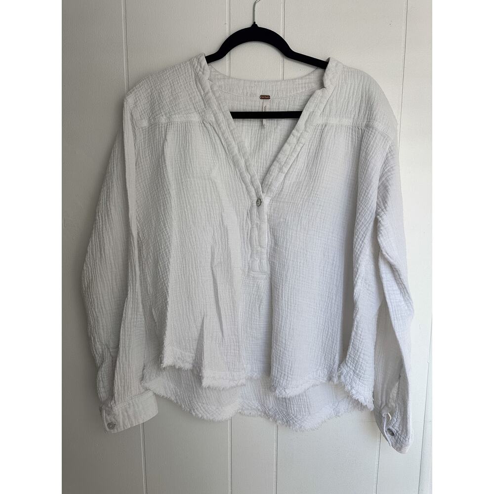 Free People Women’s White Textured Blouse